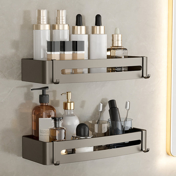 Zeitgenössisches Aluminium Badezimmer Zubehör Set Graue Badablage