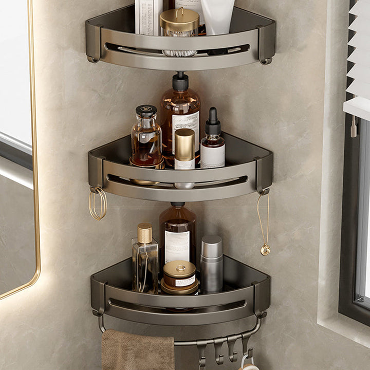 Zeitgenössisches Aluminium Badezimmer Zubehör Set Graue Badablage