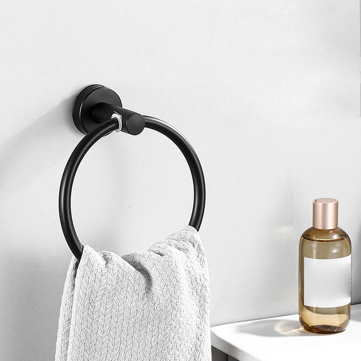 Modernes Badzubehör Set aus gebürstetem Edelstahl verchromt Handtuchstange/Ring & Bademantelhaken