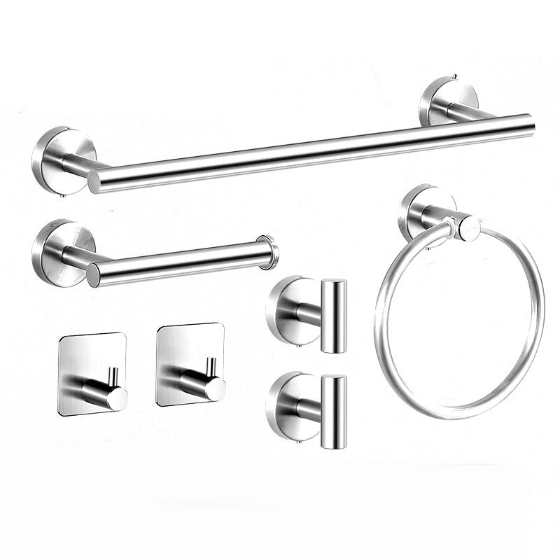Modernes Badzubehör Set aus gebürstetem Edelstahl verchromt Handtuchstange/Ring & Bademantelhaken