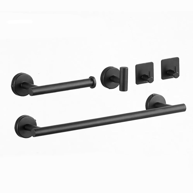 Modernes Badzubehör Set aus gebürstetem Edelstahl verchromt Handtuchstange/Ring & Bademantelhaken