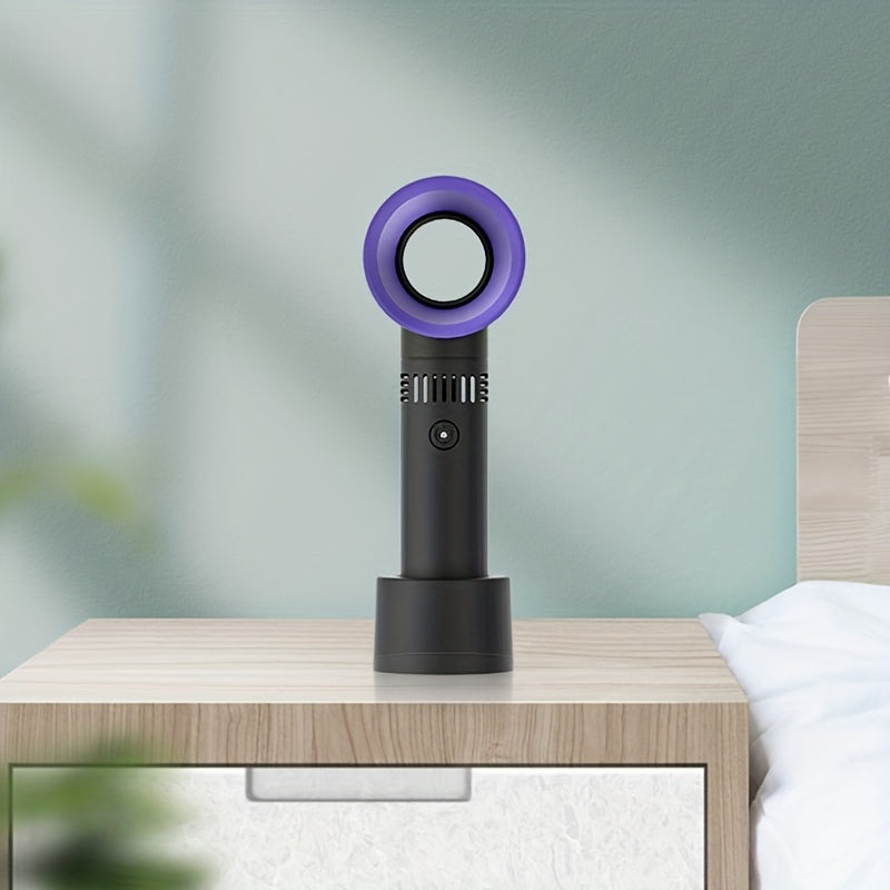 1 Stück USB wiederaufladbarer bladeless Handheld Ventilator - Tragbarer mini Tischventilator mit 3 Geschwindigkeiten für Reisen, Camping, Büro und Raumnutzung | Karnz