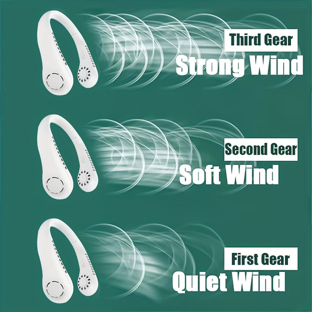 1Pc Neuer Mini Nackenventilator Tragbar Bladeless Hängender Nacken Wiederaufladbarer Luftkühler 3 Geschwindigkeits Mini Sommersportventilatoren | Karnz