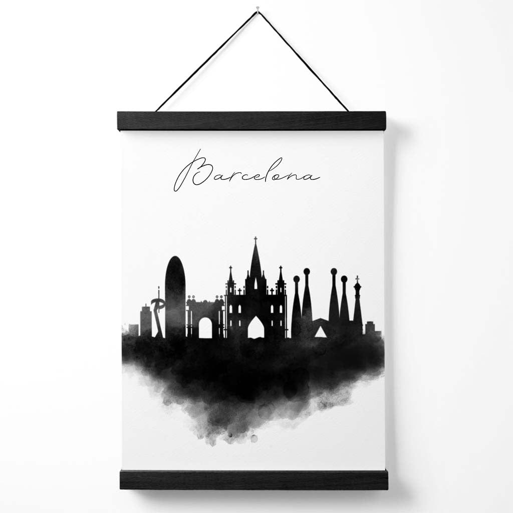 Barcelona Aquarell-Skyline-Stadtposter mit Aufhänger