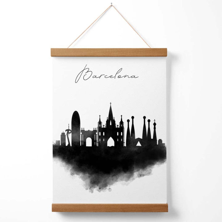 Barcelona Aquarell-Skyline-Stadtposter mit Aufhänger