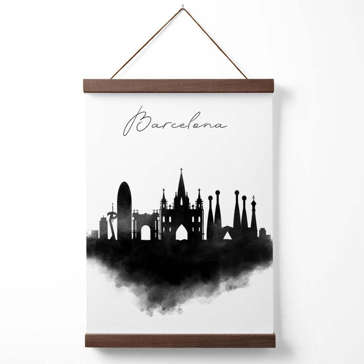 Barcelona Aquarell-Skyline-Stadtposter mit Aufhänger