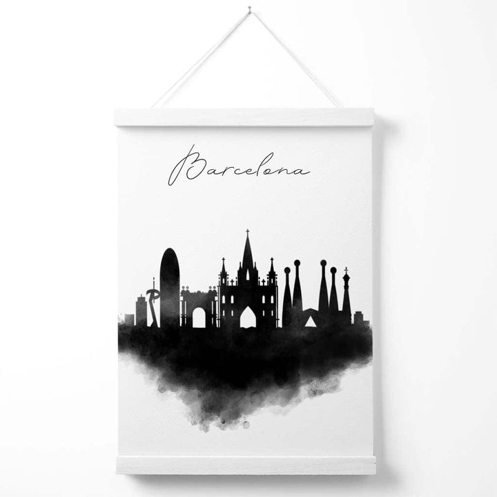 Barcelona Aquarell-Skyline-Stadtposter mit Aufhänger