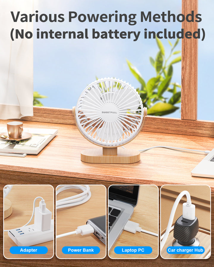 6,5 Zoll USB Kleiner Tischventilator für Zuhause Büro Auto Outdoor Reisen | Karnz