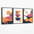 Boho-Stil, leuchtendes Pink-Orange, 3er-Set Leinwanddrucke