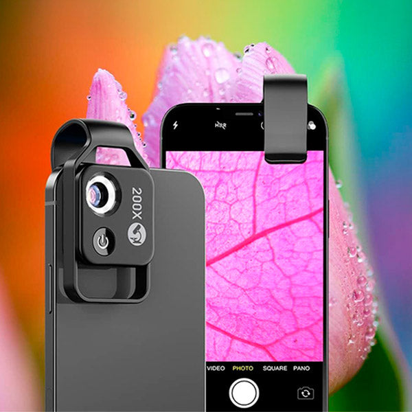MicroZoom Aufsteck-Handymikroskop – 200-fache Vergrößerung mit LED-Beleuchtung