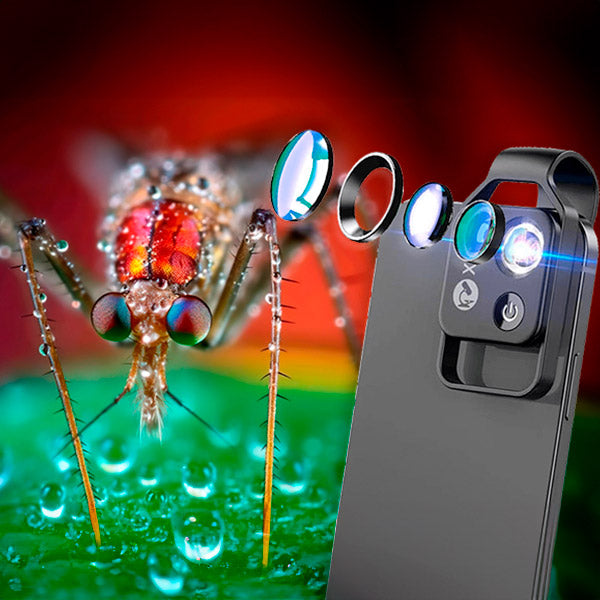 MicroZoom Aufsteck-Handymikroskop – 200-fache Vergrößerung mit LED-Beleuchtung