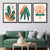 Abstraktes grün-oranges Blumenmuster, 3er-Set Kunstdrucke