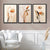 Art-Deco-Kunstdrucke, beige-orange mit Blumenmuster, 3er-Set