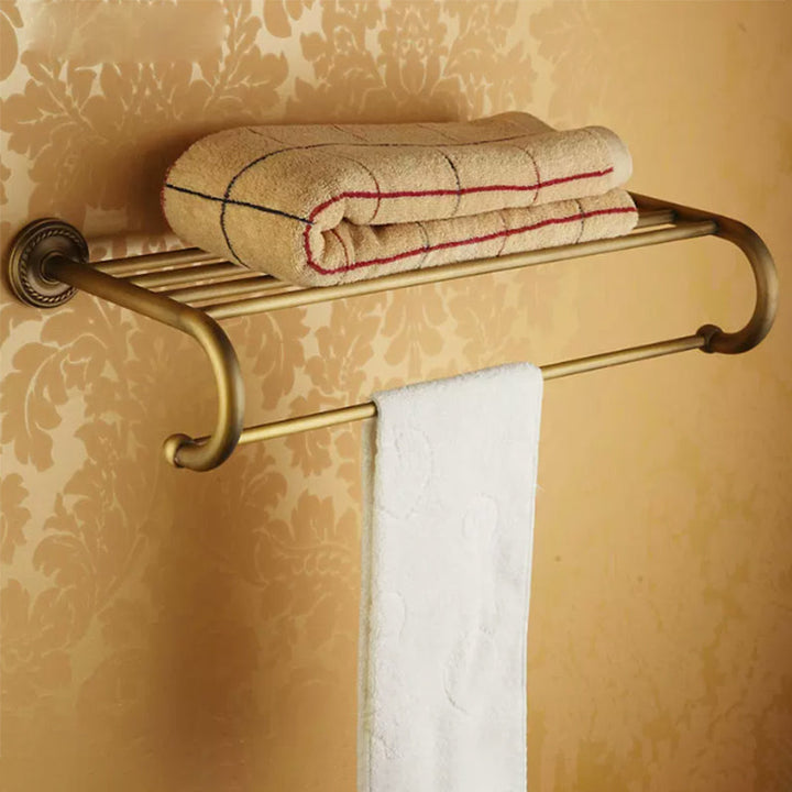 Gebrauchte Messing traditionelle Badezimmer Set mit Badregal/Papierhalter & Handtuchstange