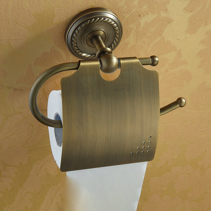 Gebrauchte Messing traditionelle Badezimmer Set mit Badregal/Papierhalter & Handtuchstange