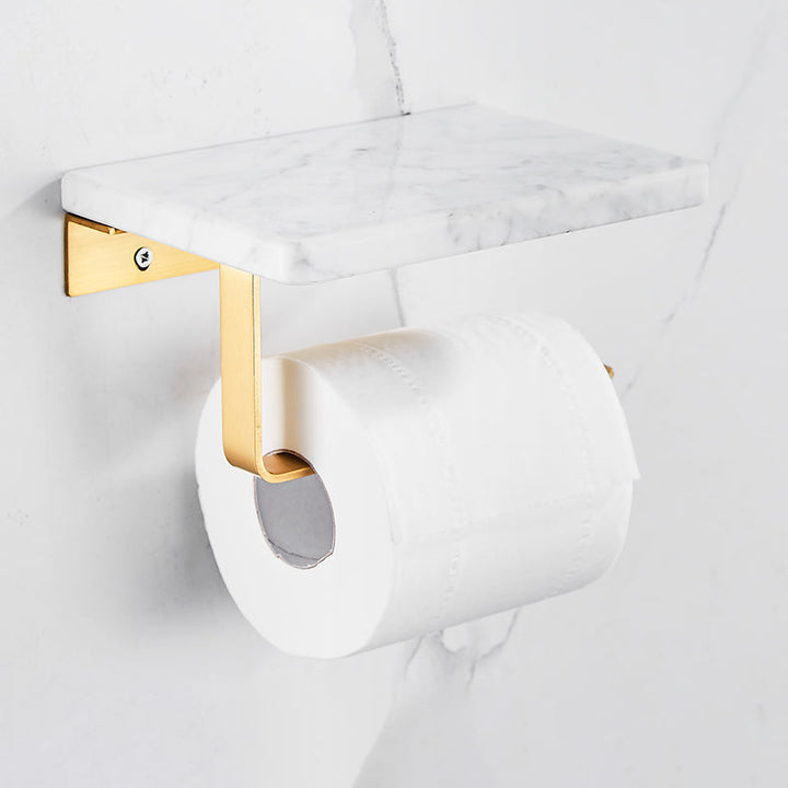 Gebürstetes Messing Badezimmer Zubehör Set Metall & Marmor Badezimmer Hardware Set mit Badewannenregal
