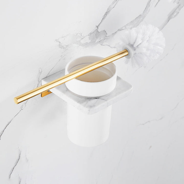 Gebürstetes Messing Badezimmer Zubehör Set Metall & Marmor Badezimmer Hardware Set mit Badewannenregal