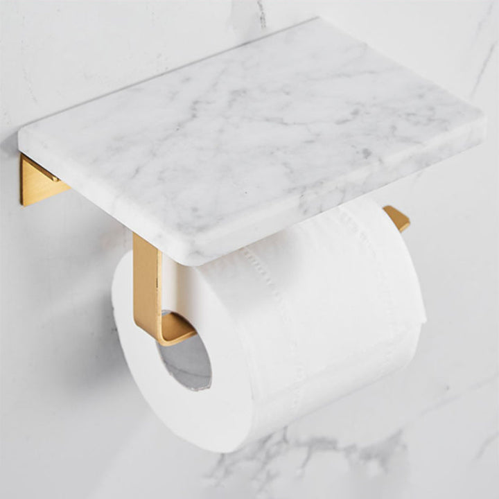 Gebürstetes Messing Badezimmer Zubehör Set Metall & Marmor Badezimmer Hardware Set mit Badewannenregal
