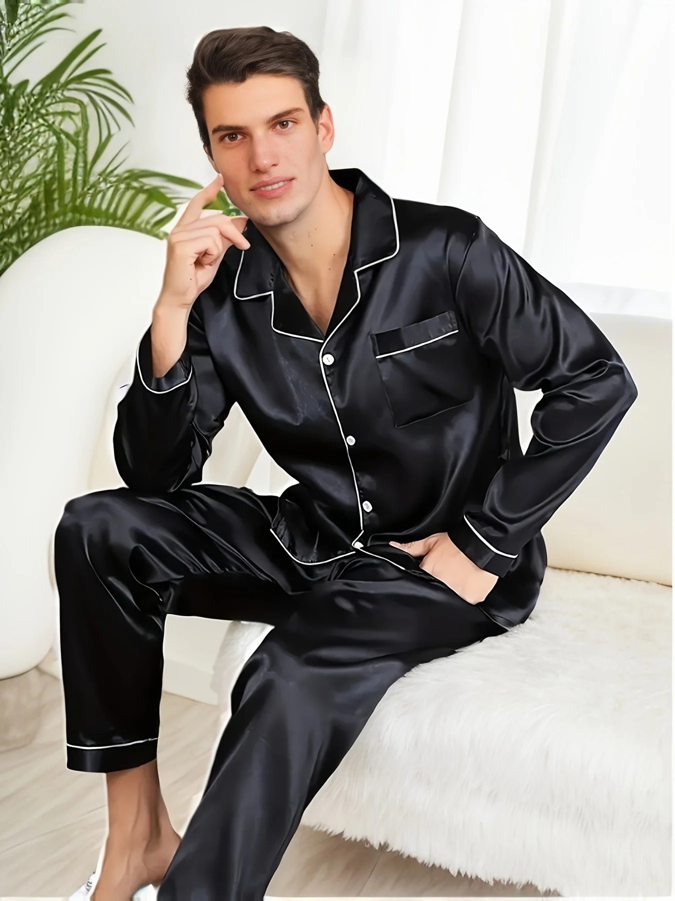 Sandsberg | Nachtprestige Luxus Herren Pyjama | Elegante Nachtwäsche | Bequem & Atmungsaktiv | Für erholsamen Schlaf