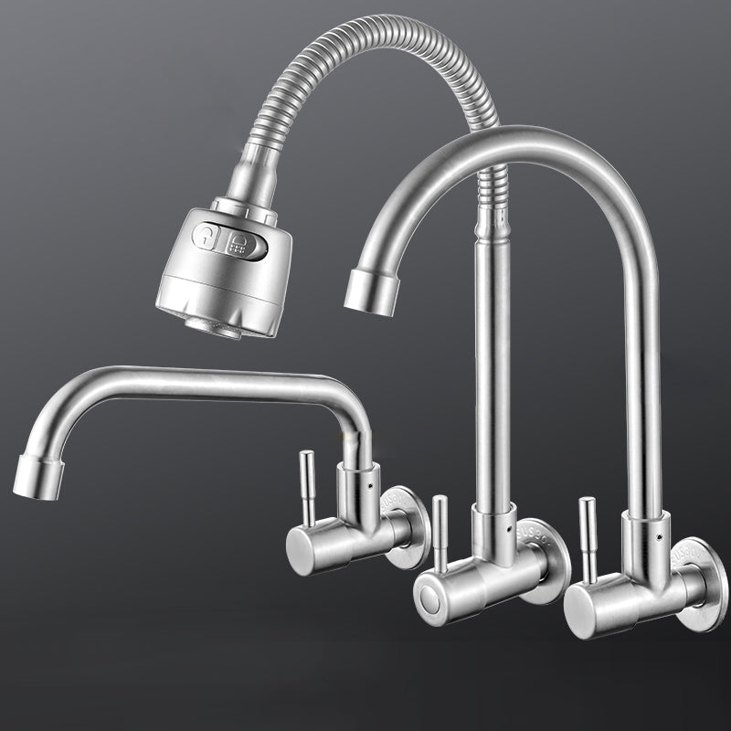 Moderner Brücken Wasserhahn 304 Edelstahl Knopfgriff Schwenkauslauf Wandmontierter Wasserhahn