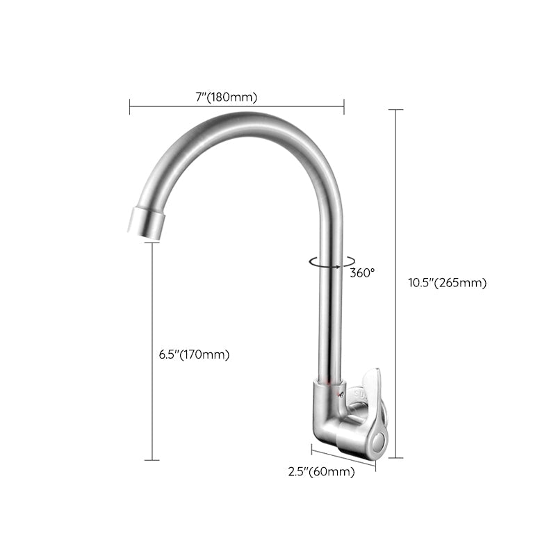 Moderner Brücken Wasserhahn 304 Edelstahl Knopfgriff Schwenkauslauf Wandmontierter Wasserhahn