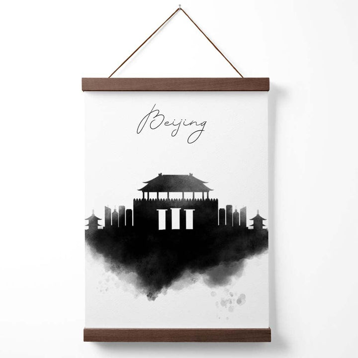 Aquarell-Stadtposter von Peking mit Skyline und Aufhänger