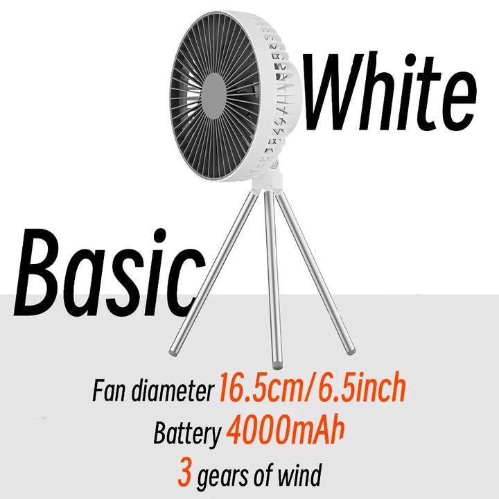 Wiederaufladbarer 10.000mAh Camping Ventilator mit LED-Beleuchtung und Powerbank | Karnz