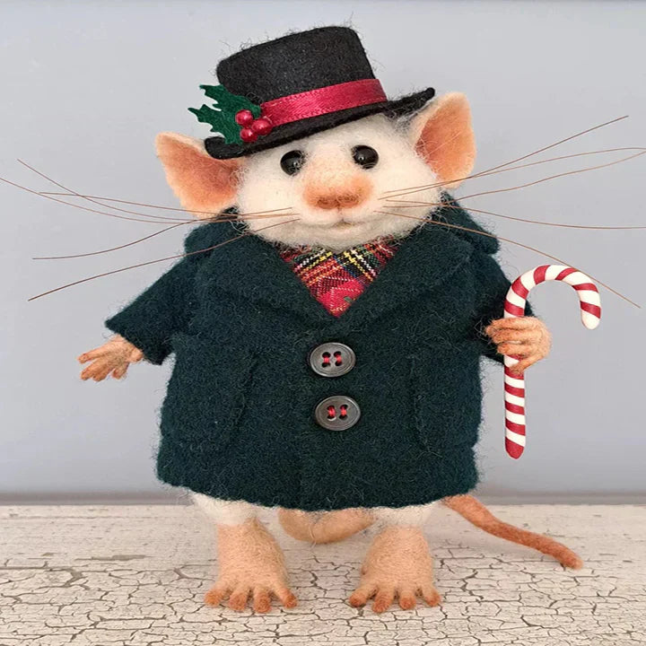 Karnz | Handgefertigte Filzmaus | Weihnachtsdekoration & Geschenkidee | Aus Wolle & Stoff nadelgefilzt | Nachhaltig