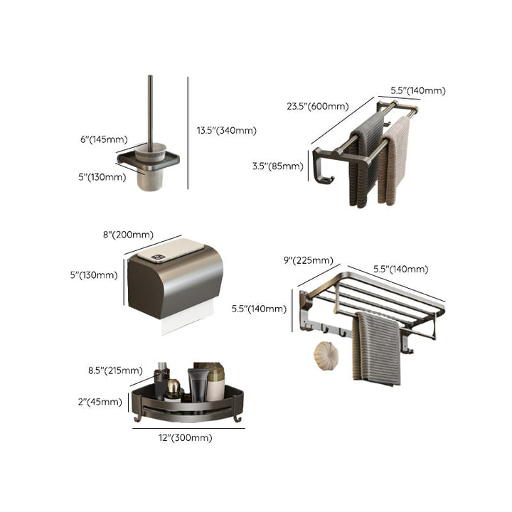 Zeitgemäßes Badezimmer Zubehör Set Graues Aluminium Badezimmer Zubehör Set