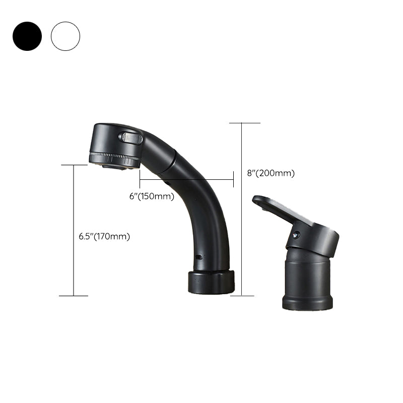 Moderner Stil Spülbecken Wasserhahn Kupfergriff Niedriger Bogen Ausziehbarer Spülbecken Wasserhahn