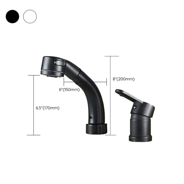 Moderner Stil Spülbecken Wasserhahn Kupfergriff Niedriger Bogen Ausziehbarer Spülbecken Wasserhahn