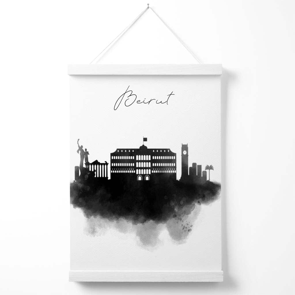 Beirut Aquarell-Skyline-Stadtposter mit Aufhänger