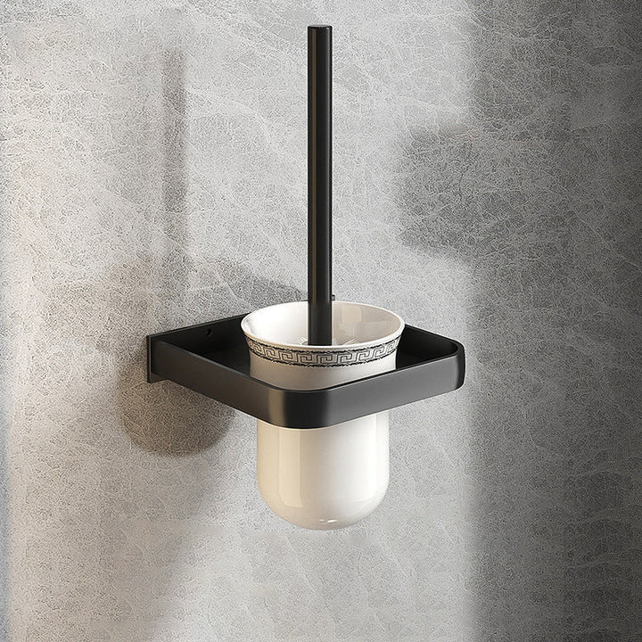 Modern Matt Schwarz Badezimmer Zubehör Set mit Badregal/Handtuchhaken/Handtuchstange