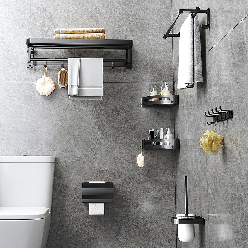 Modern Matt Schwarz Badezimmer Zubehör Set mit Badregal/Handtuchhaken/Handtuchstange