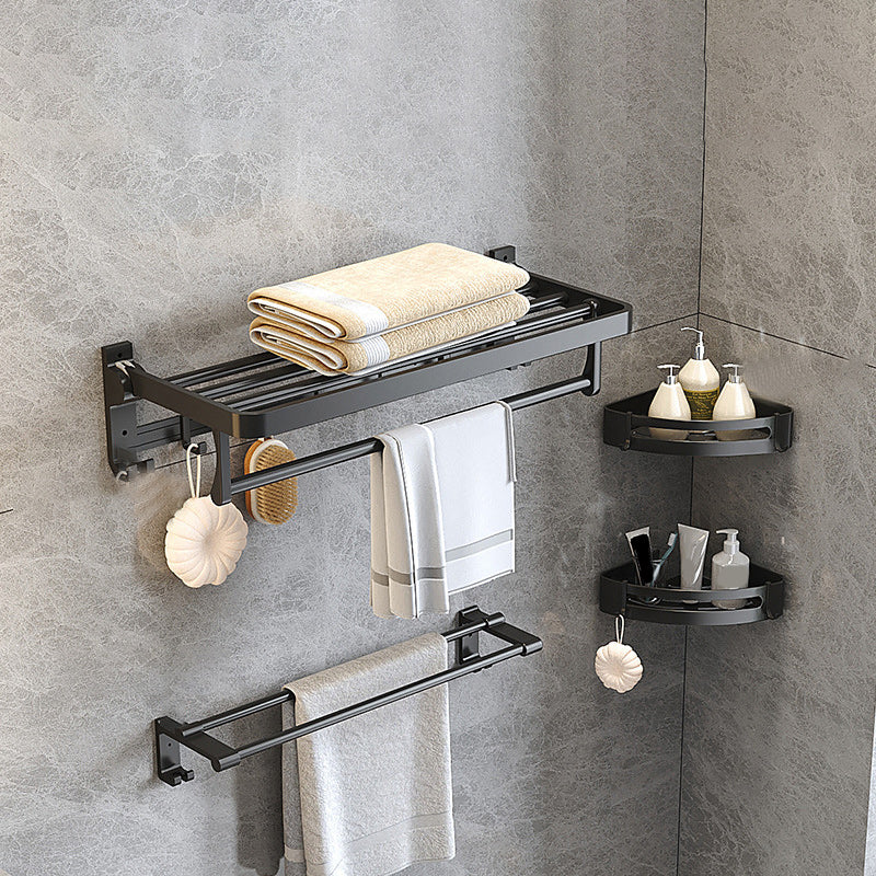 Modern Matt Schwarz Badezimmer Zubehör Set mit Badregal/Handtuchhaken/Handtuchstange