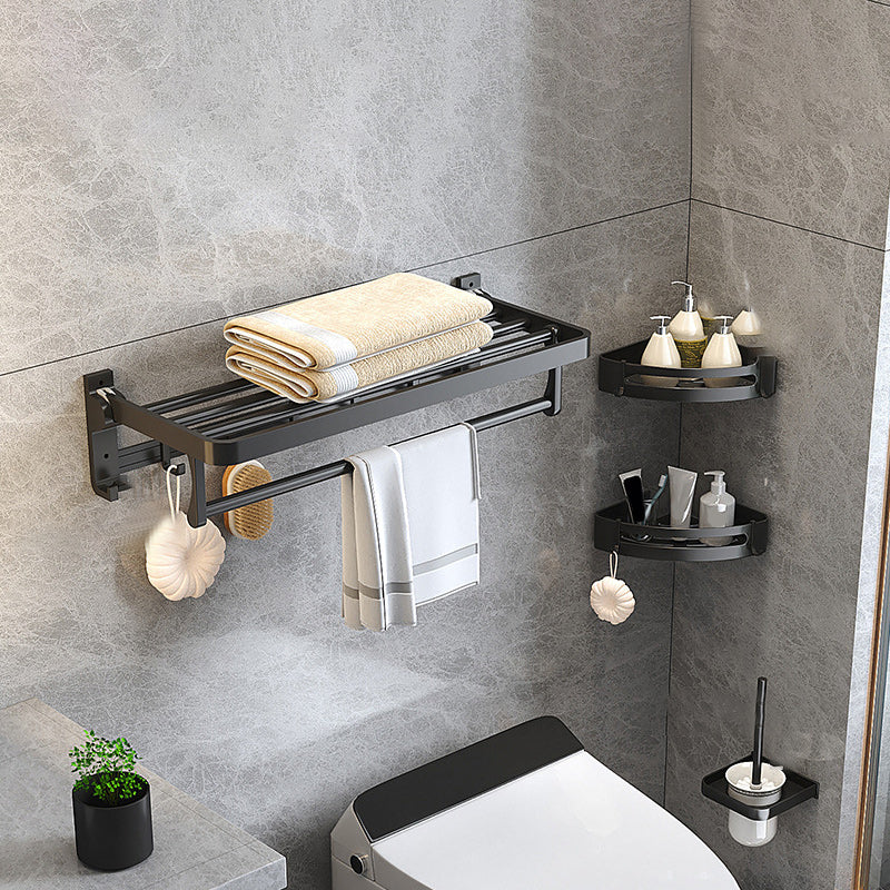 Modern Matt Schwarz Badezimmer Zubehör Set mit Badregal/Handtuchhaken/Handtuchstange
