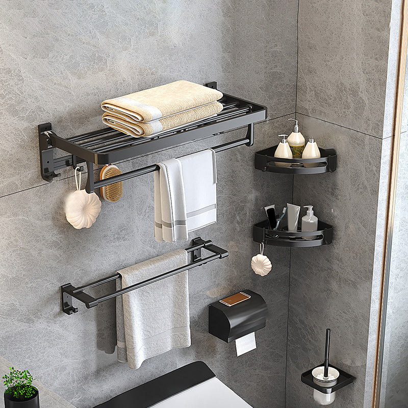Modern Matt Schwarz Badezimmer Zubehör Set mit Badregal/Handtuchhaken/Handtuchstange