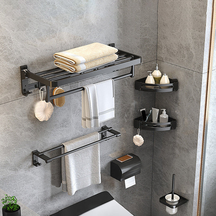 Modern Matt Schwarz Badezimmer Zubehör Set mit Badregal/Handtuchhaken/Handtuchstange