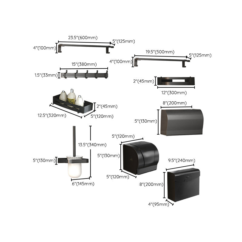 Modern Matt Schwarz Badezimmer Zubehör Set mit Badregal/Handtuchhaken/Handtuchstange