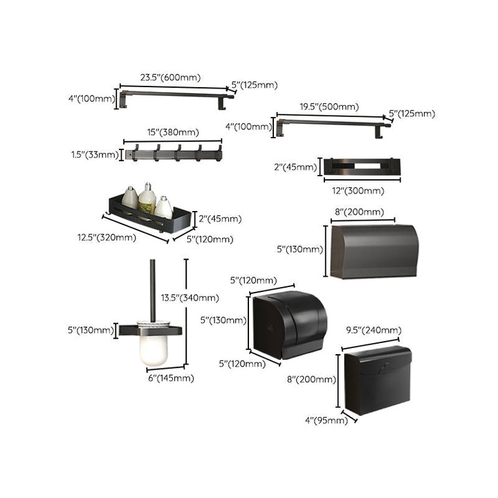 Modern Matt Schwarz Badezimmer Zubehör Set mit Badregal/Handtuchhaken/Handtuchstange