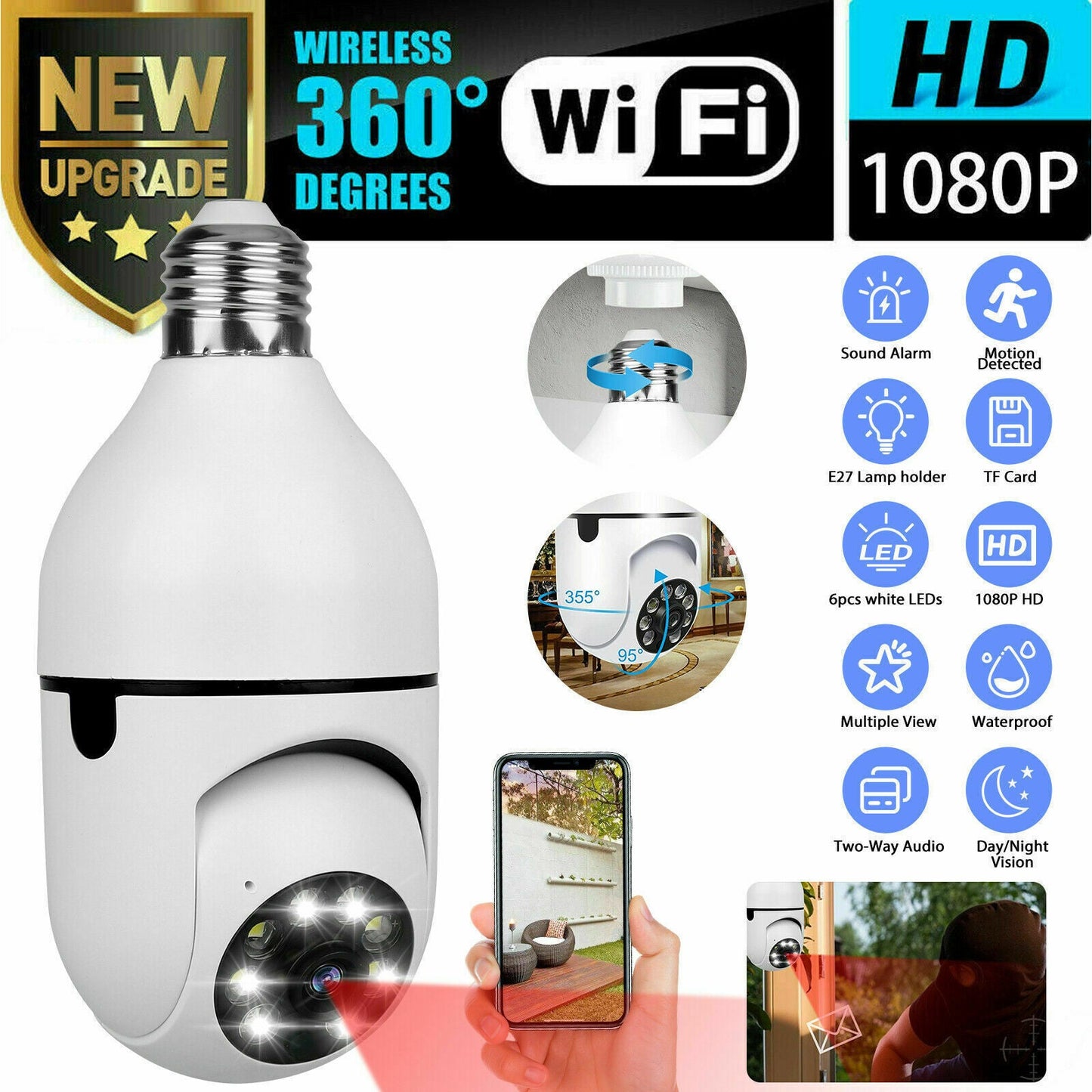 E27 1080P HD WiFi Glühbirne Sicherheitskamera | Karnz