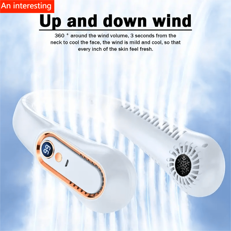 1pc Tragbarer USB-Kühler Ventilator mit 5 Geschwindigkeiten und digitaler Anzeige - Superstarke Technologie und bladeless Design für den Außenbereich | Karnz