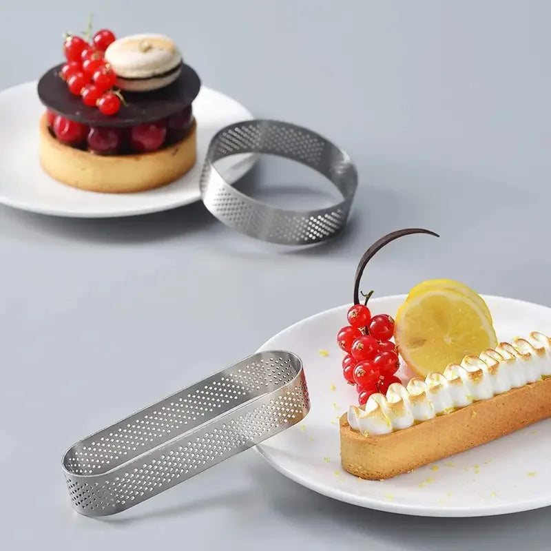 6/8 Stück Edelstahl Oval Tarte-Ringe Perforierte Teig- und Kuchenformen | Karnz