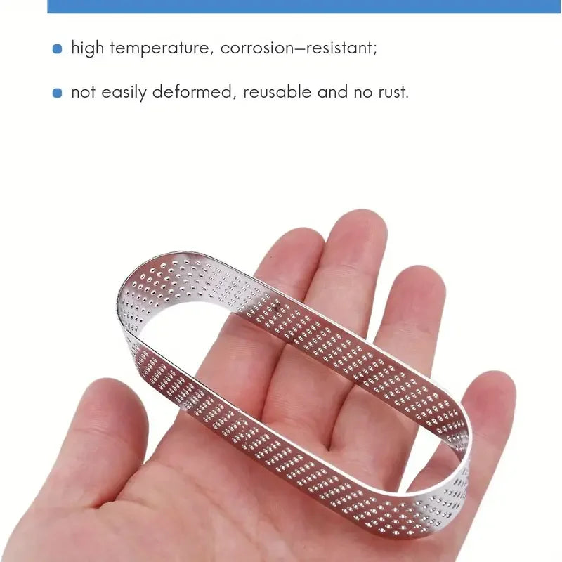 6/8 Stück Edelstahl Oval Tarte-Ringe Perforierte Teig- und Kuchenformen | Karnz