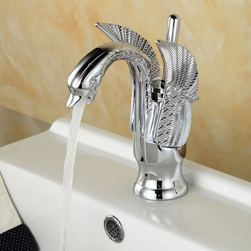 Vollmessing Badezimmer-Armatur Waschbecken Wasserhahn heiß und kalt einhebel Waschbeckenarmatur