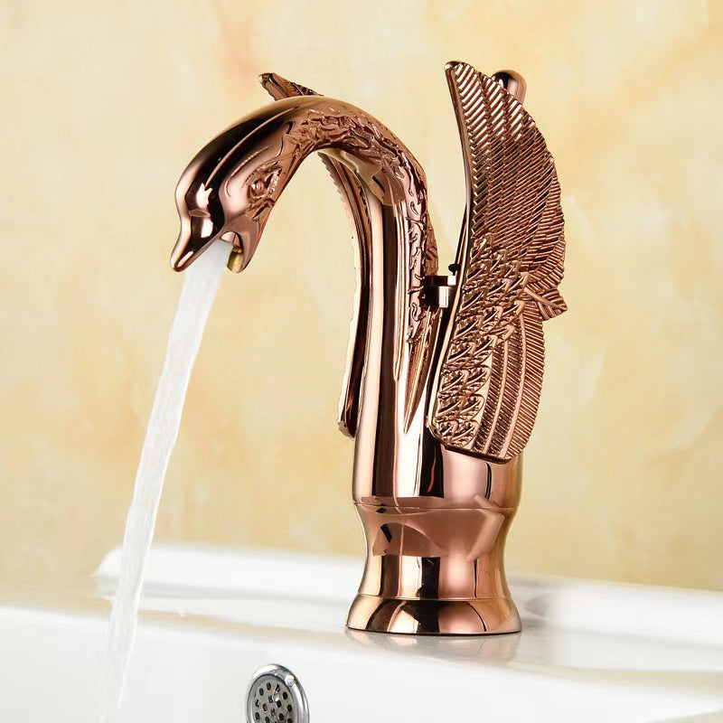 Vollmessing Badezimmer-Armatur Waschbecken Wasserhahn heiß und kalt einhebel Waschbeckenarmatur