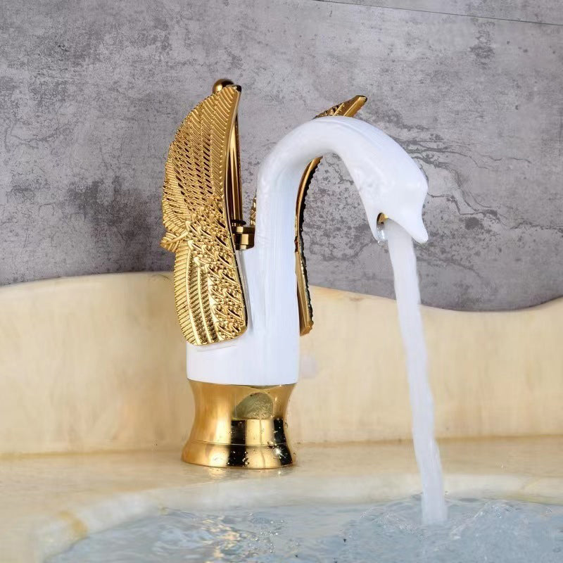 Vollmessing Badezimmer-Armatur Waschbecken Wasserhahn heiß und kalt einhebel Waschbeckenarmatur