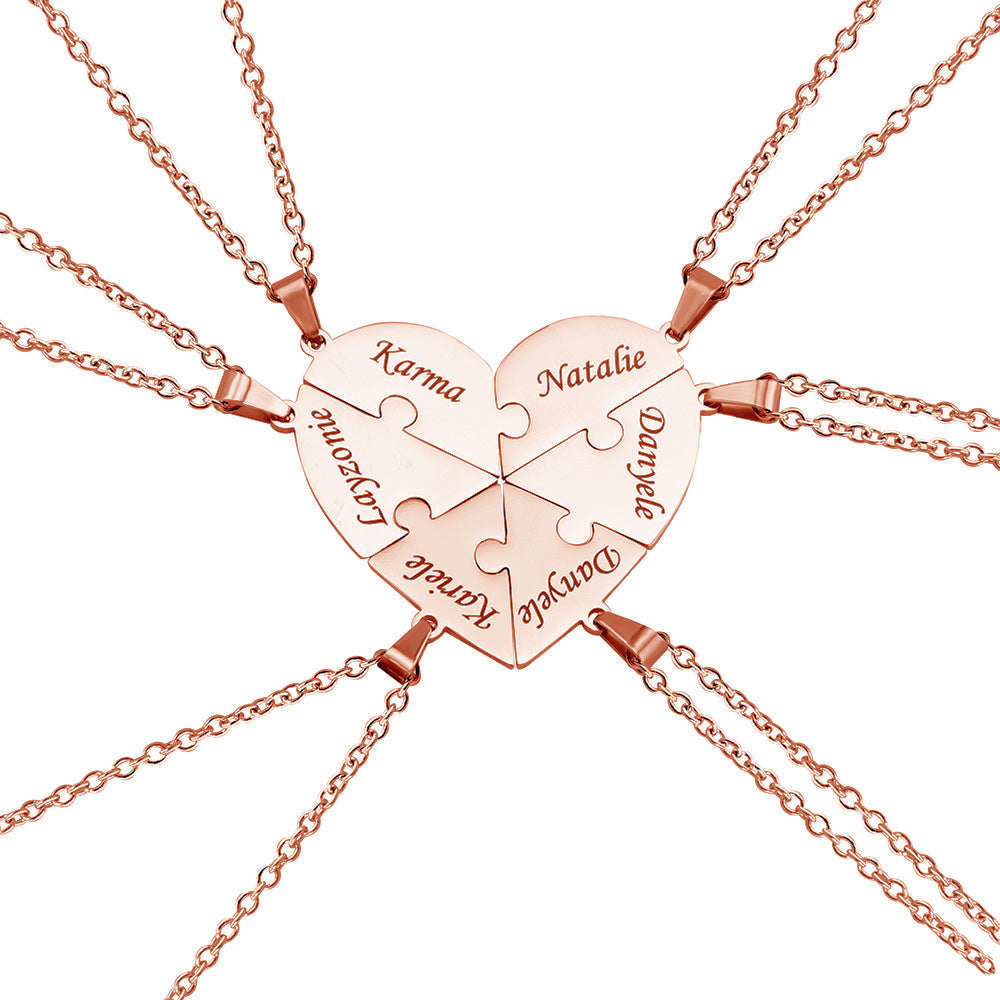 Karnz | Personalisierte Familienherz-Puzzle-Halskette