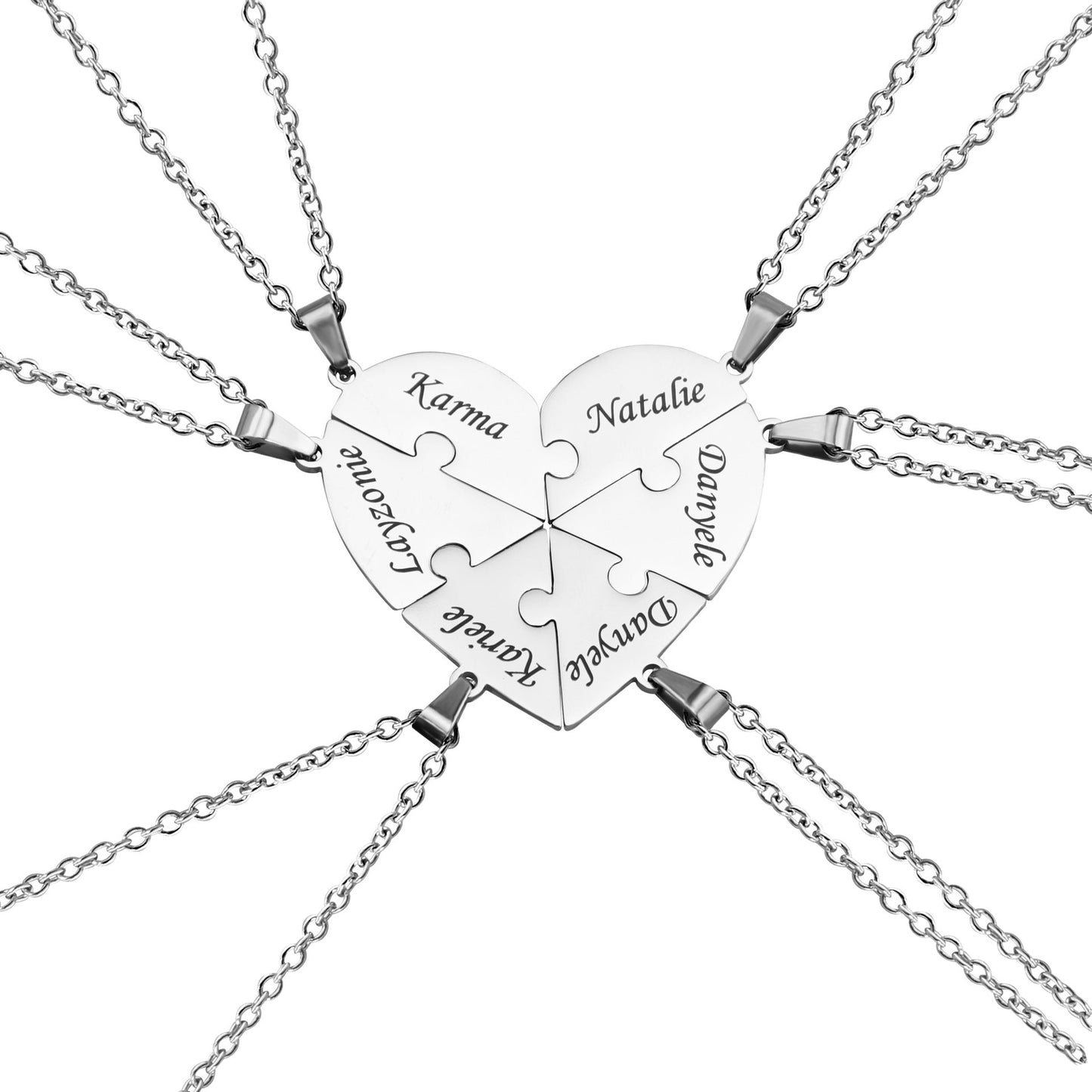 Karnz | Personalisierte Familienherz-Puzzle-Halskette