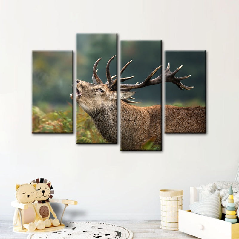 4 Stück Blökende Elch - Leinwand Wandkunst Malerei | Karnz
